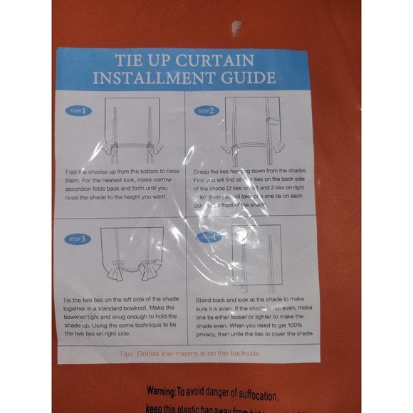 Orange tie up curtain - Picture 2 of 2